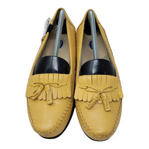 Dr. Scholls Womens Double Air-Pillo Moccasin E23-MD Yellow Kiltie Tassels 8.5 M